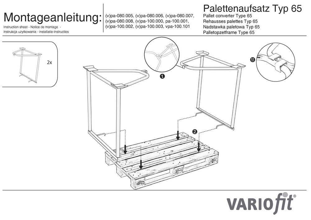UDO BÄR Online Shop  VARIOfit Supports d'empilage de palettes 65K avec une  charge allant jusqu'à 1500 kg