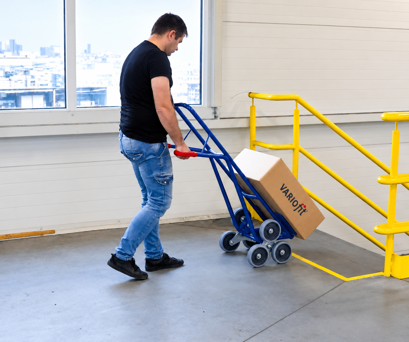 Stair-climber truck with 2 three-arm star wheels