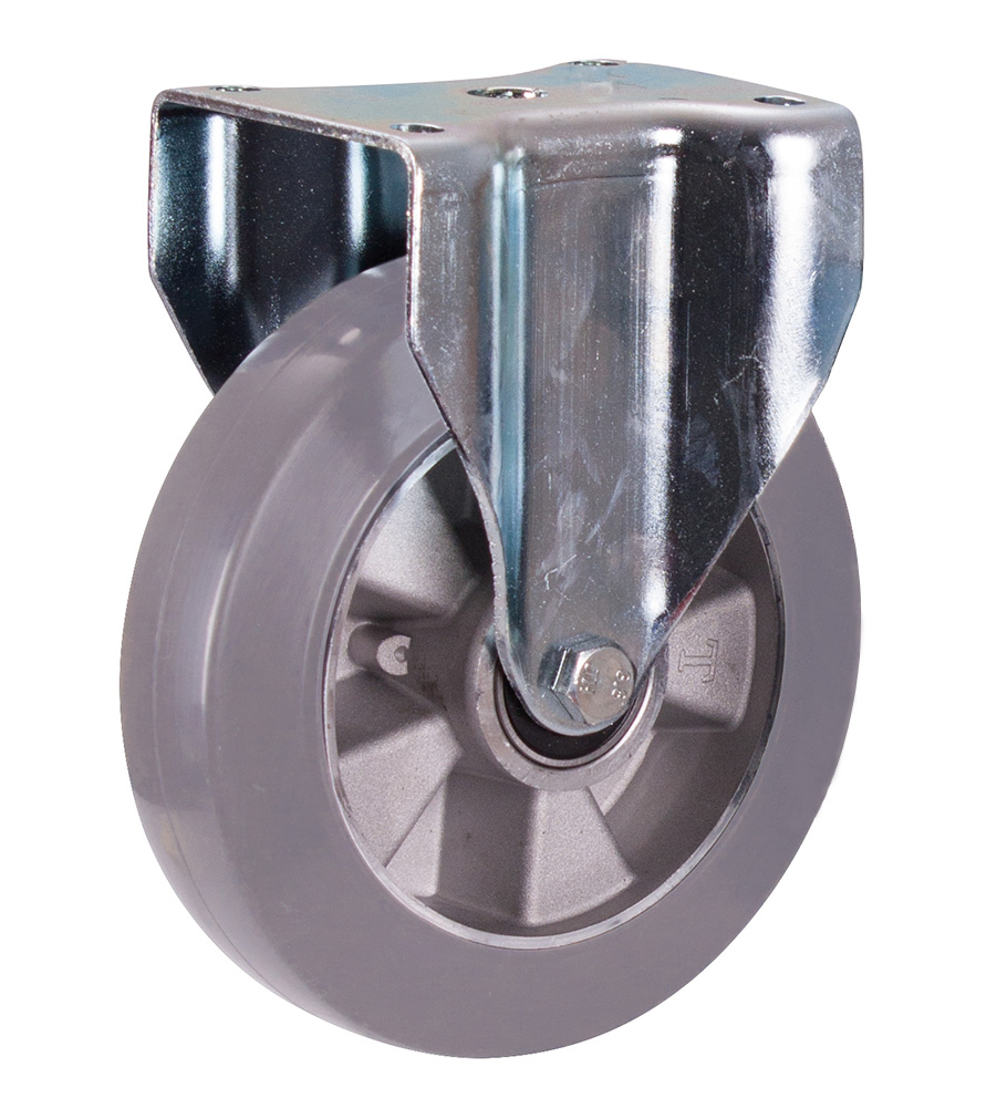 Bockrolle Elastikvollgummi, 200 x 50 mm, grau