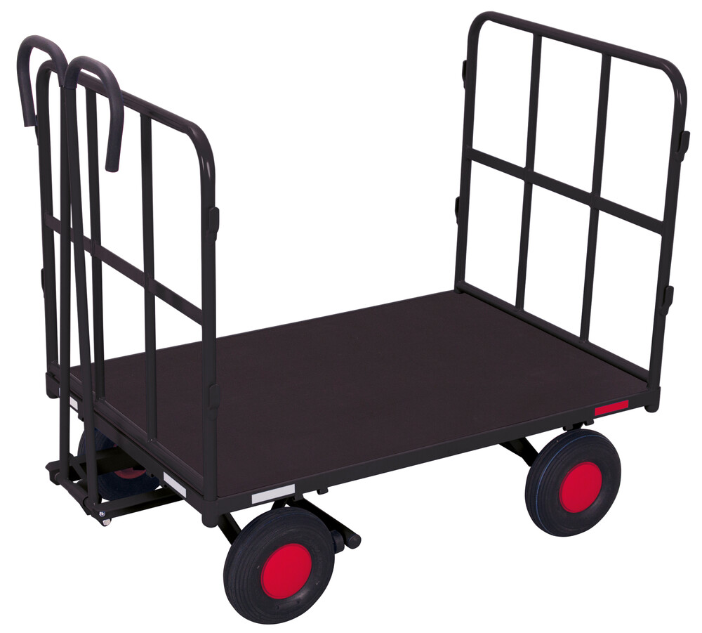 Hand platform trolley with 2 tubular grid side walls
