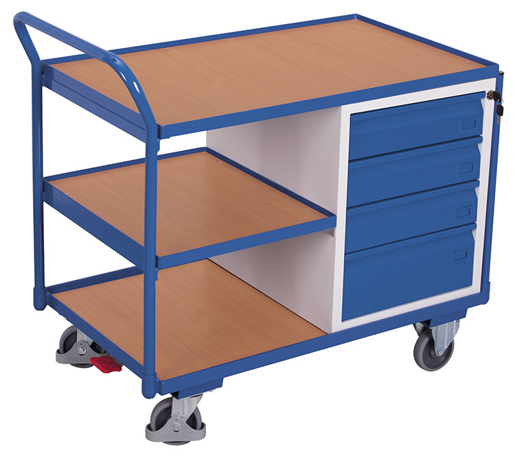 Workshop trolley with 3 load surfaces