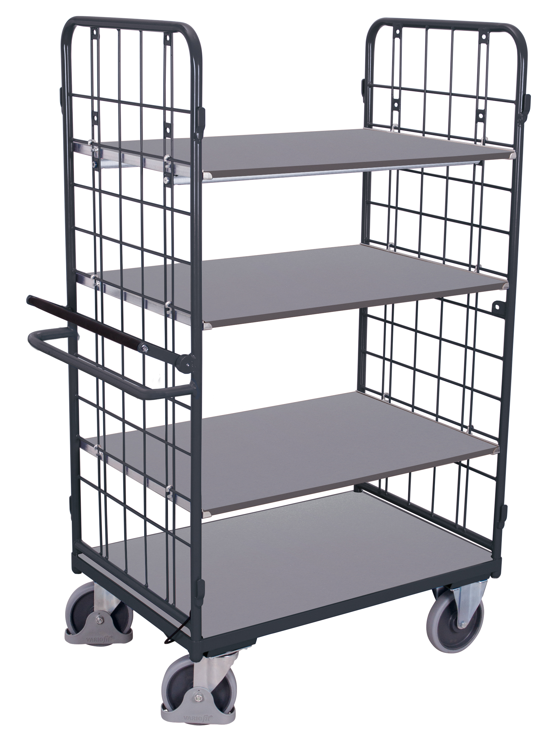Shelf trolley, high with dead man’s brake