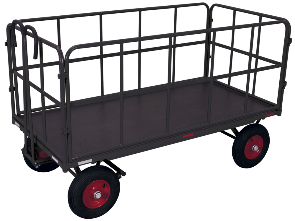 Hand platform trolley with 4 tubular grid side walls