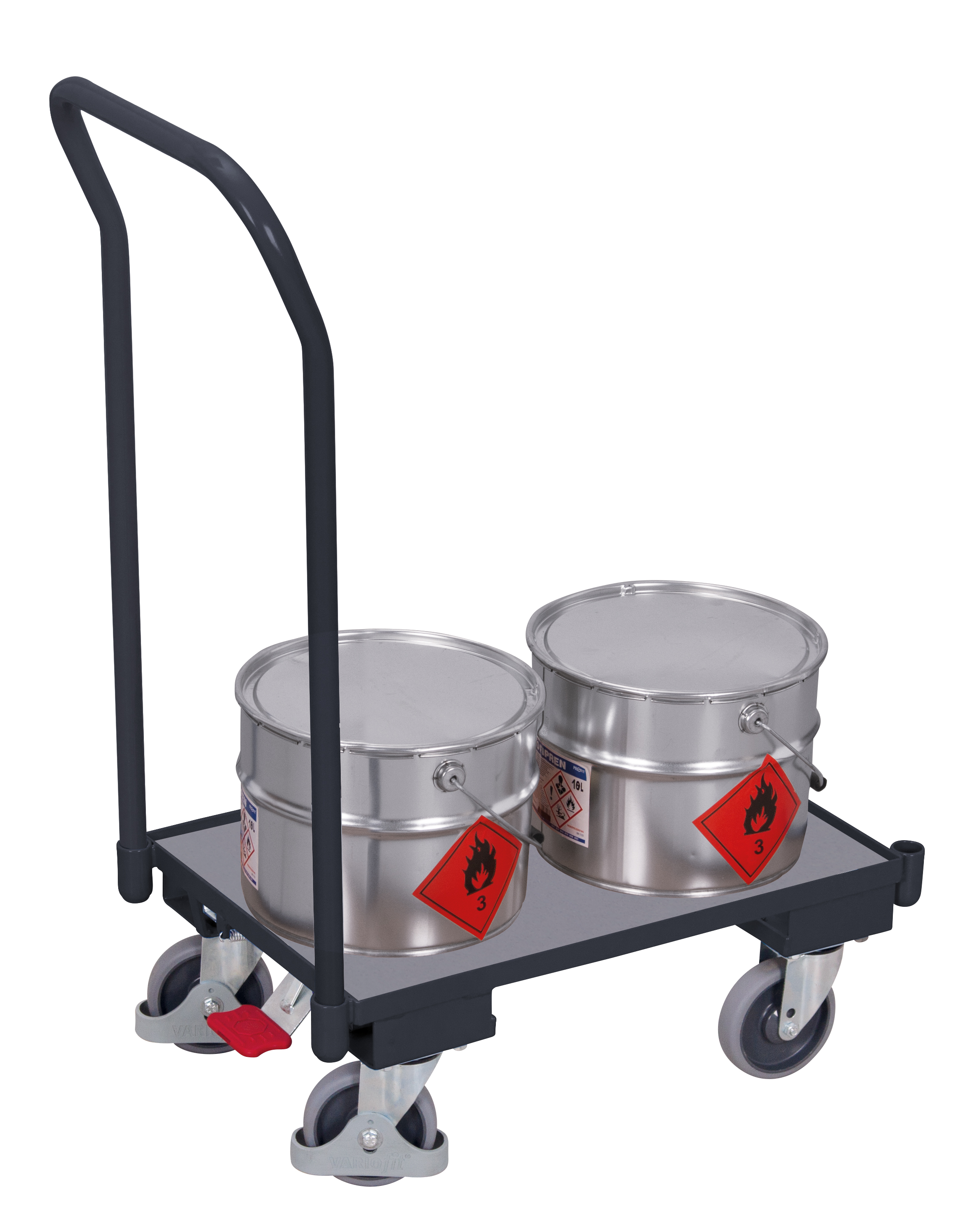 Euro system dolly with board (edge 10 mm) and push bar