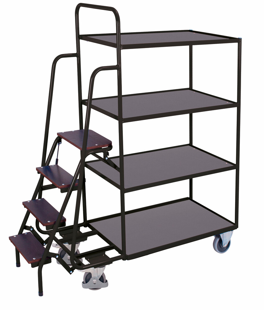 Order-picking trolley with 4 shelves, high