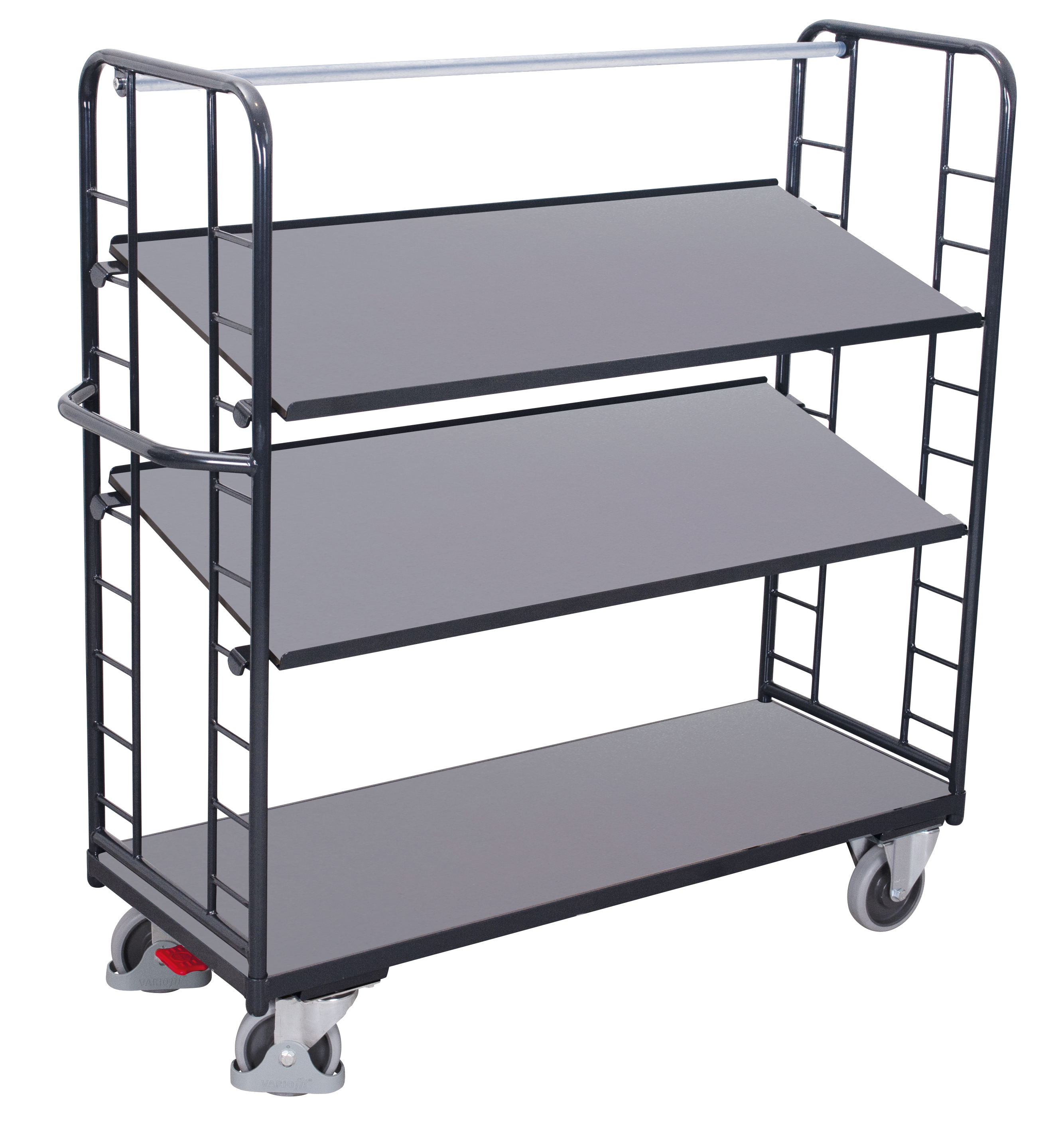 Chariot avec 3 étagères MDF décor hêtre