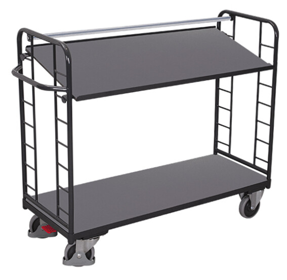 Shelf trolley with 2 wooden shelves