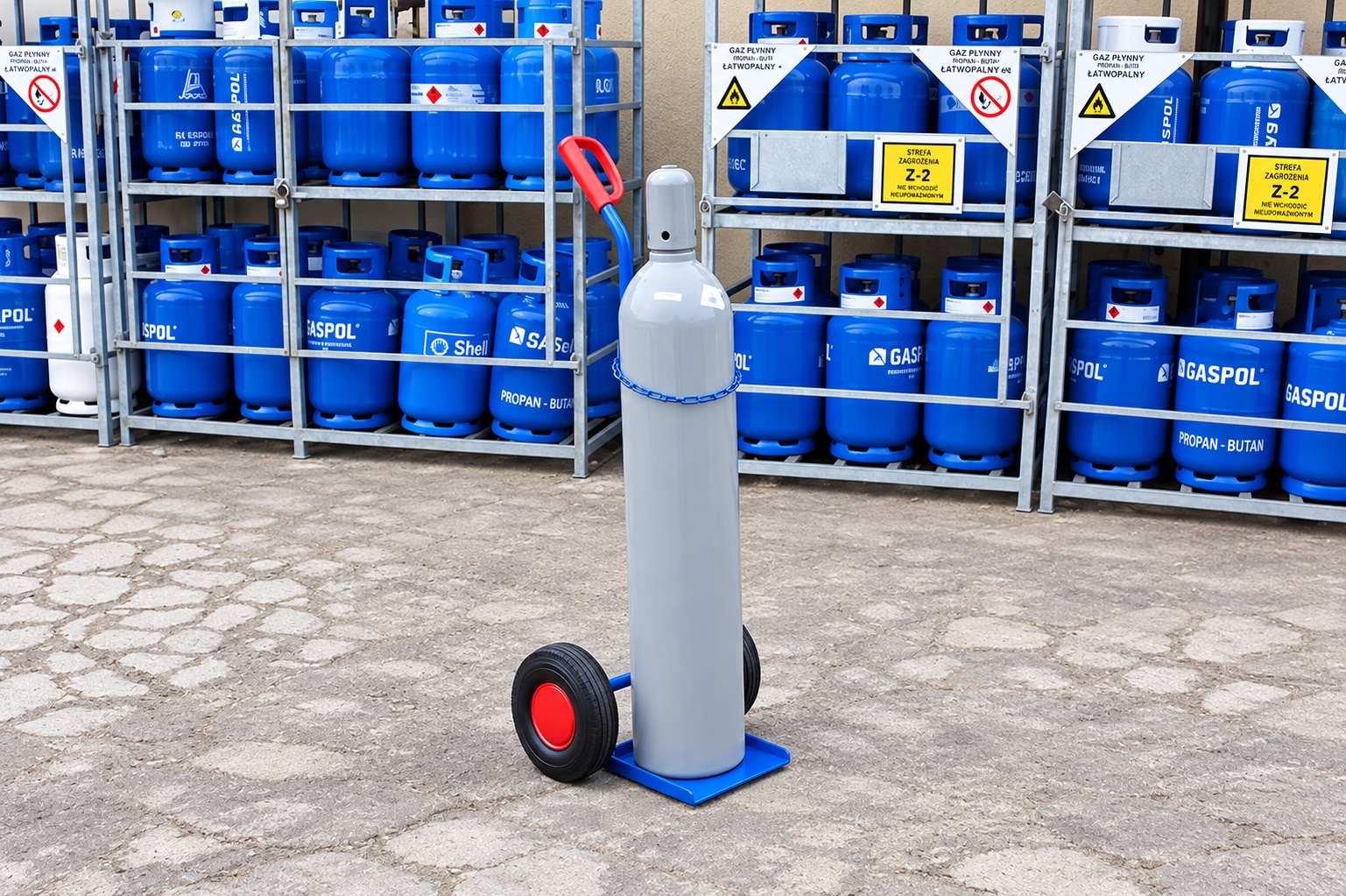 Stahlflaschenkarre für 1 Flaschen a 40 - 50 Ltr. Inhalt