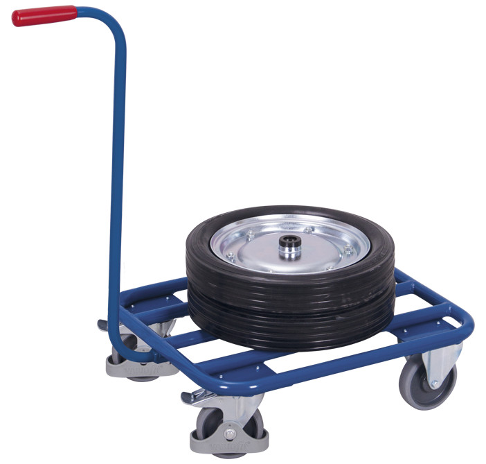 Push-handle dolly with tubular steel load surface