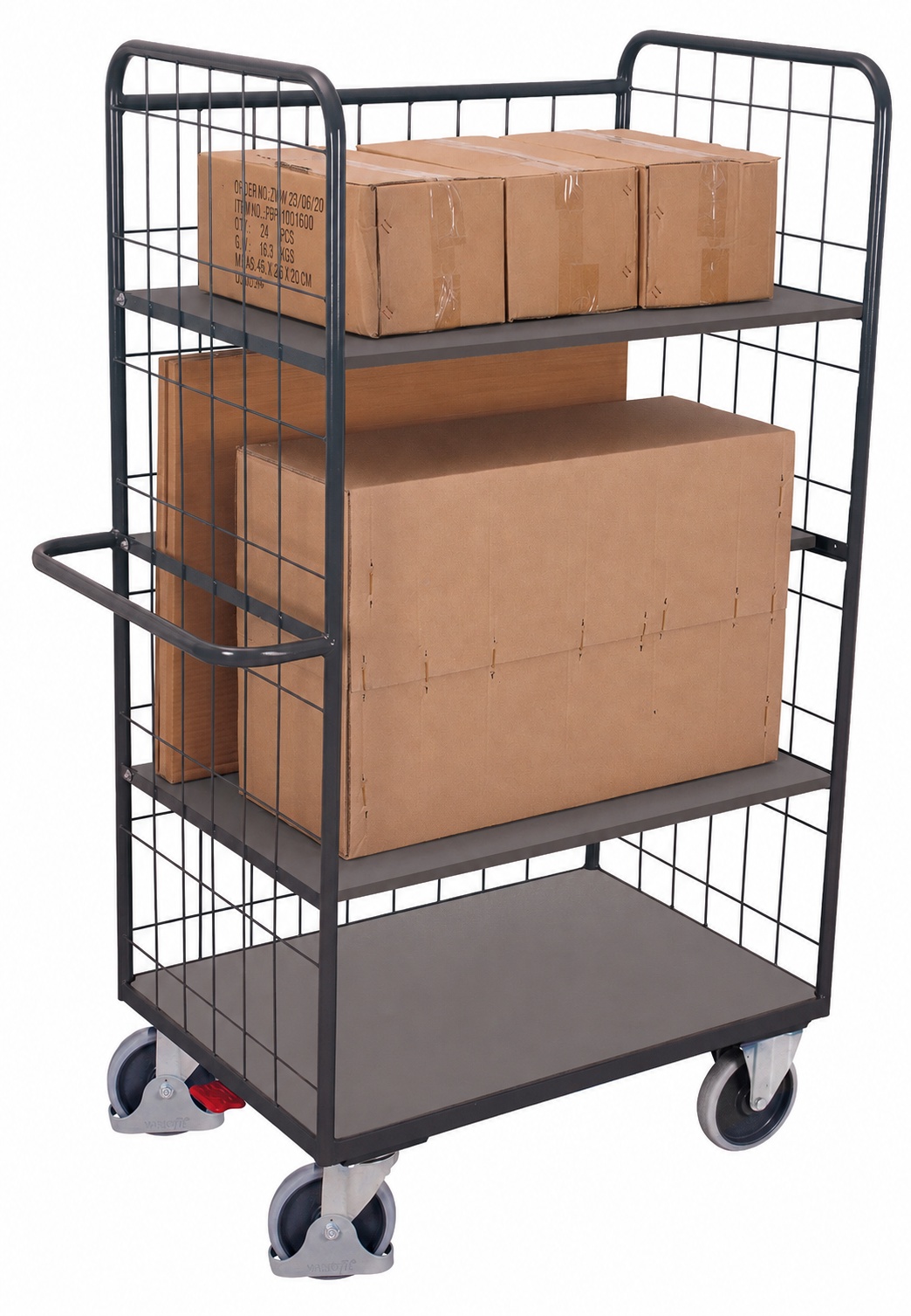 Shelf trolley, high with folding shelves