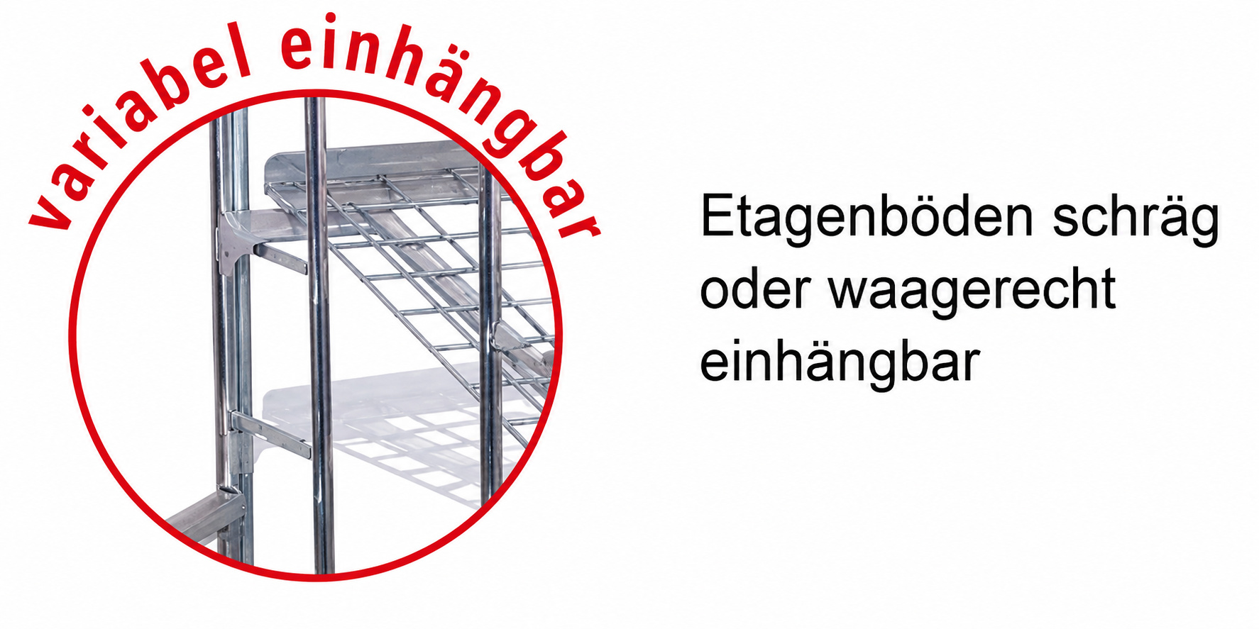 Etagenwagen mit 2 Drahtgitterböden, verzinkt