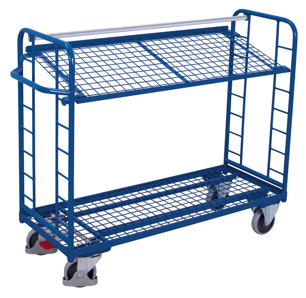 Shelf trolley with 2 mesh shelves