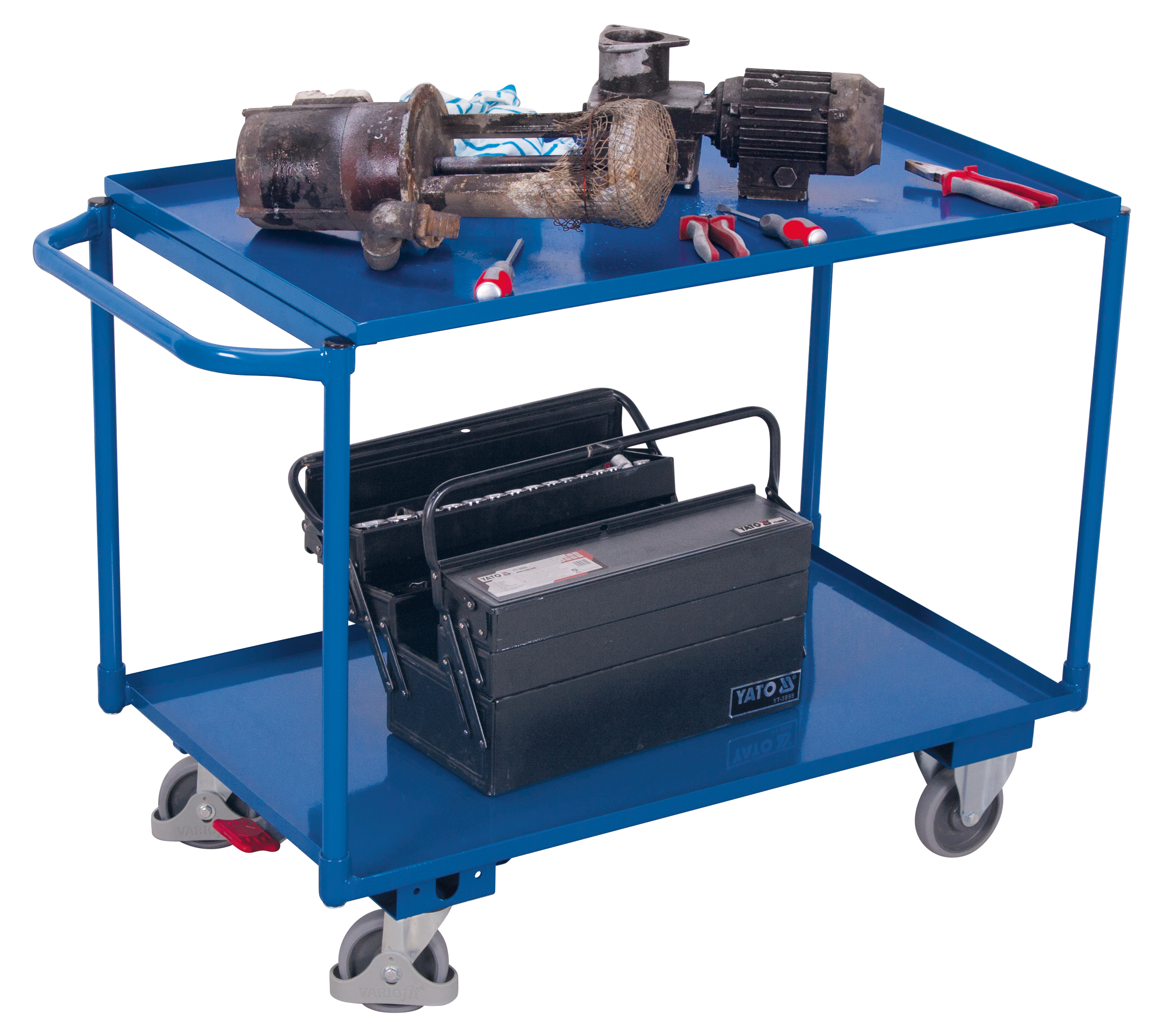 Table trolley with 2 load surfaces