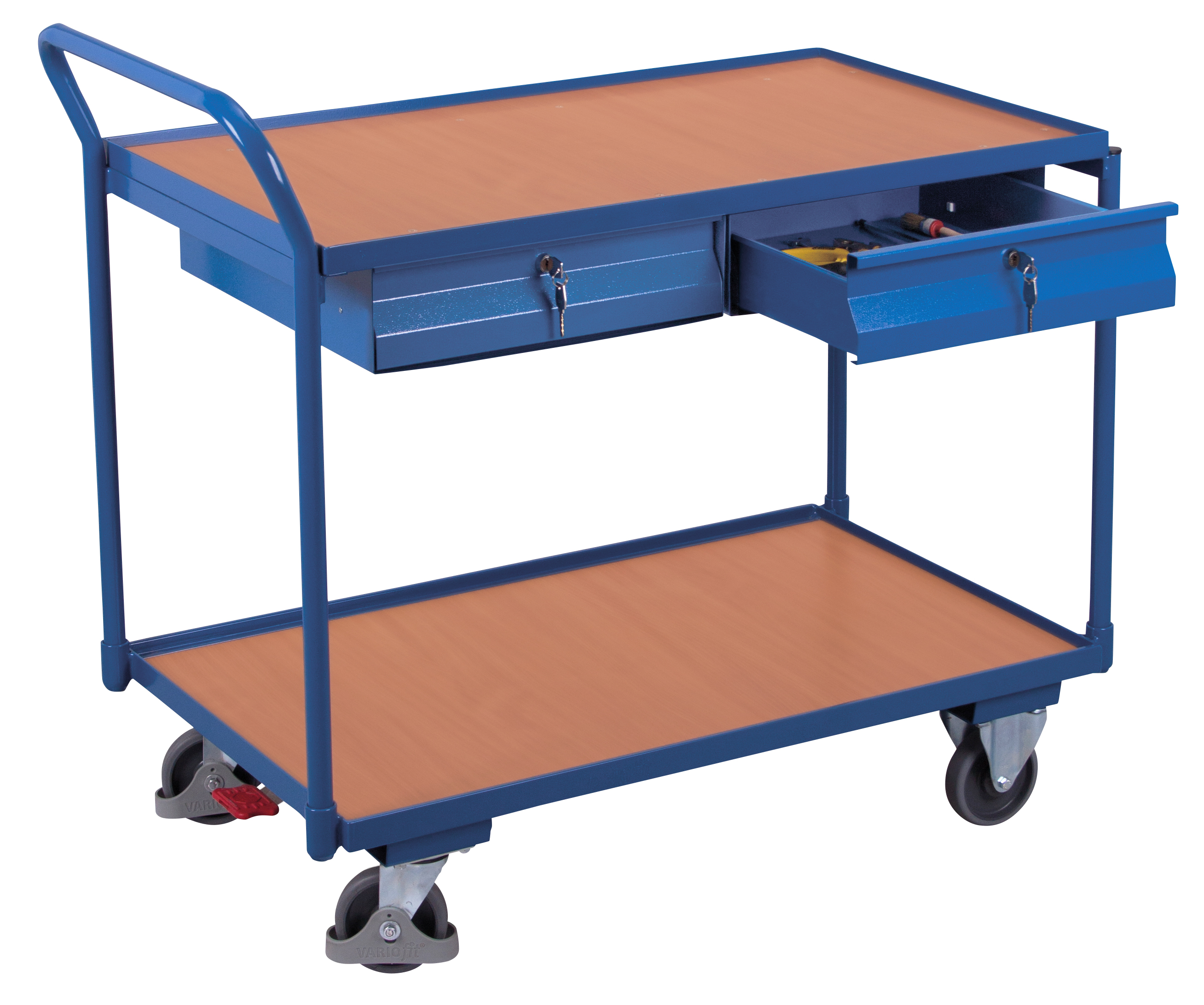 Tischwagen mit 2 Ladeflächen und 2 Schubladen