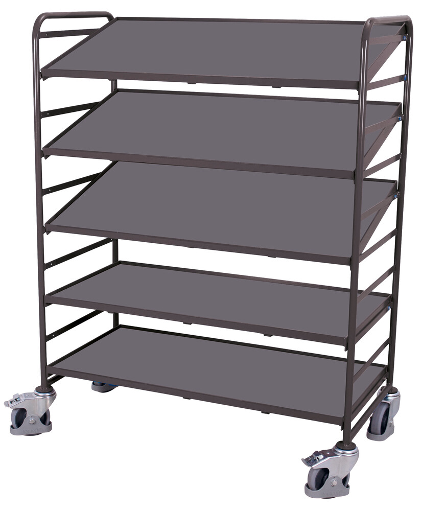 Euro container trolley with 5 wooden shelves