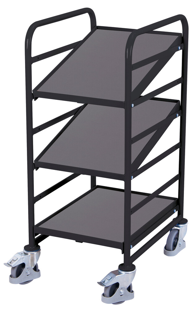 Euro container trolley with 3 wooden shelves