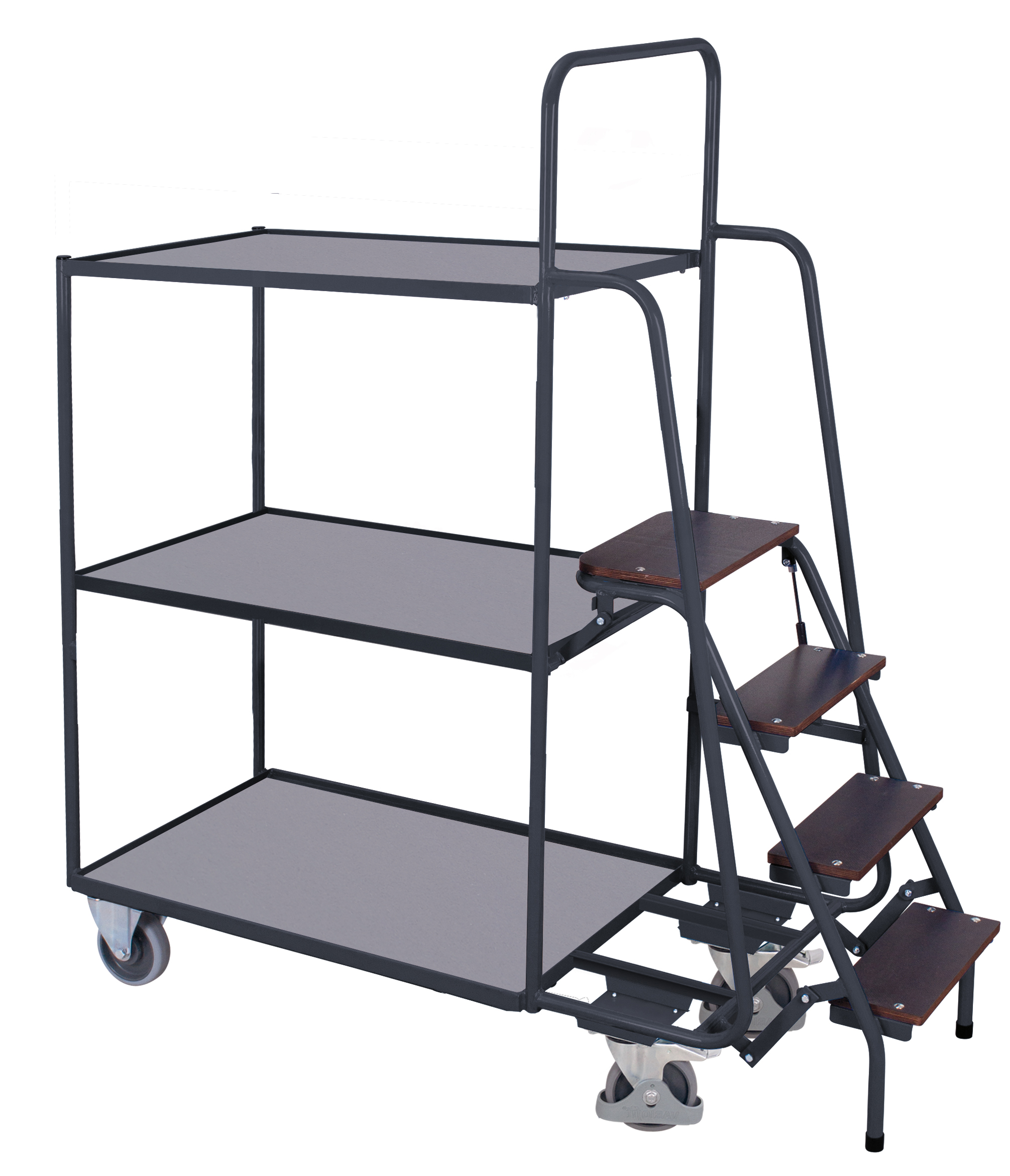 Chariot préparateur de commandes avec 3 plateaux, fort