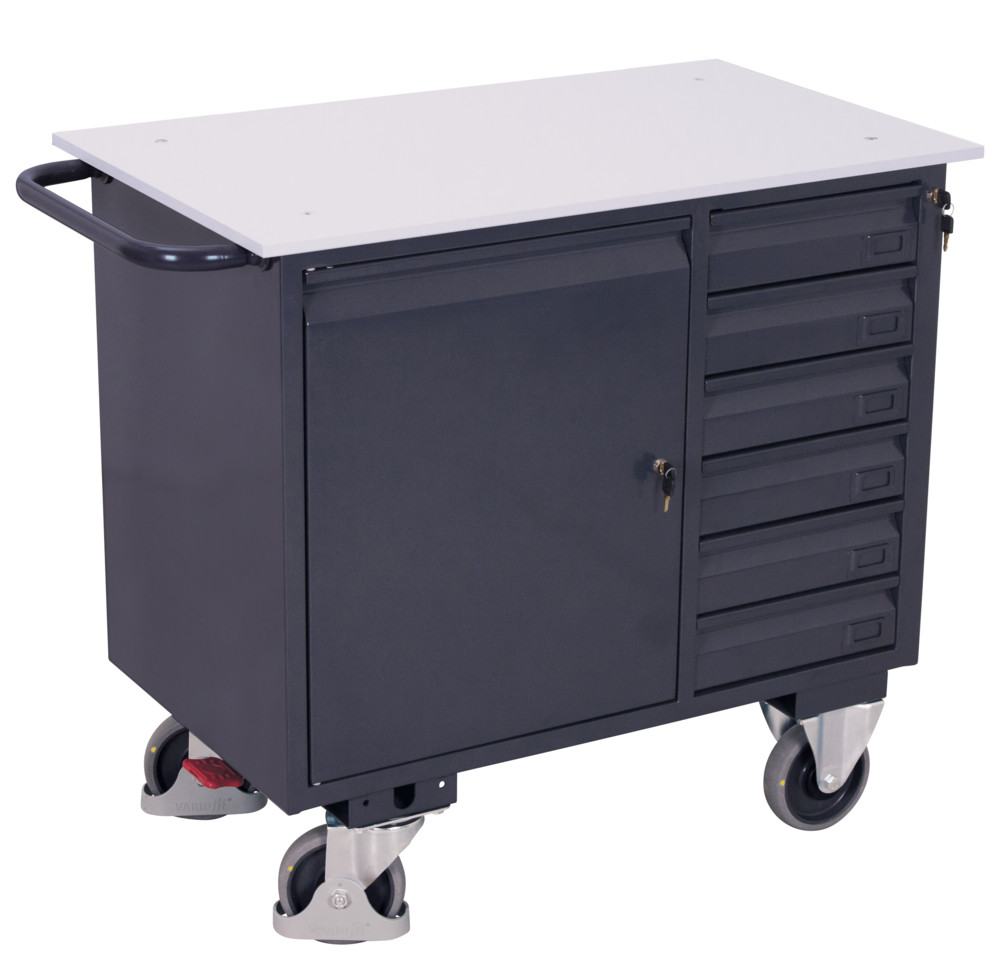 ESD workshop trolley with 6 drawers