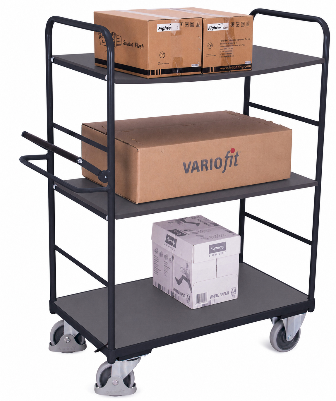 Shelf trolley, high with dead man’s brake