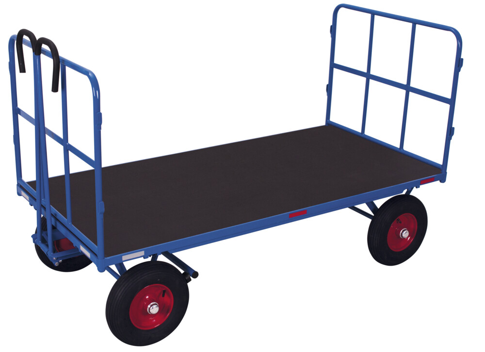 Hand platform trolley with 2 tubular grid side walls