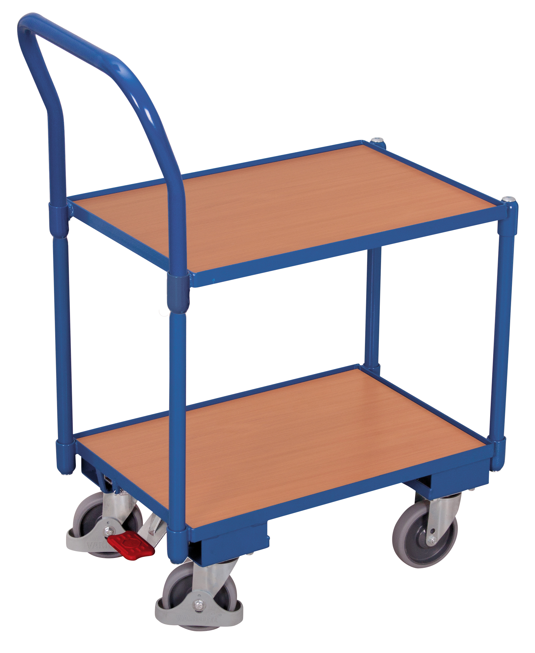 Euro system dolly with 2 load surfaces (edge 10 mm) and push bar