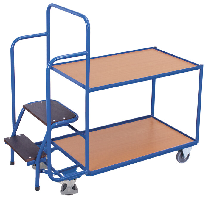 Order-picking trolley with 2 shelves, low