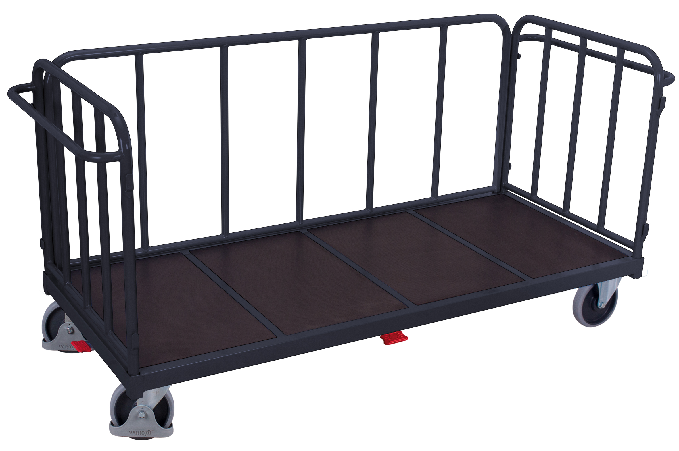 Three-sided trolley with vertical tubes