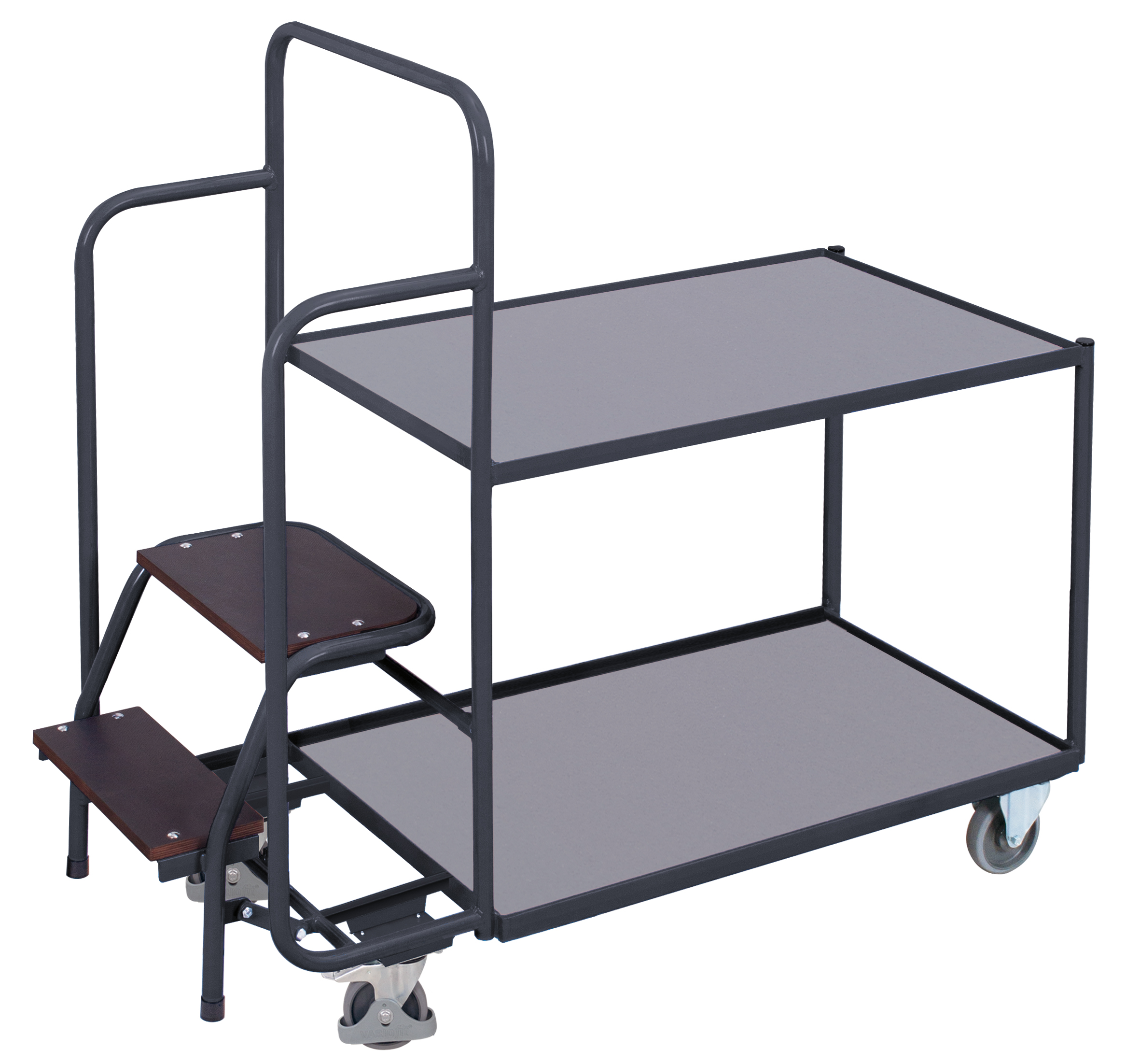 Chariot préparateur de commandes avec 2 plateaux, bas