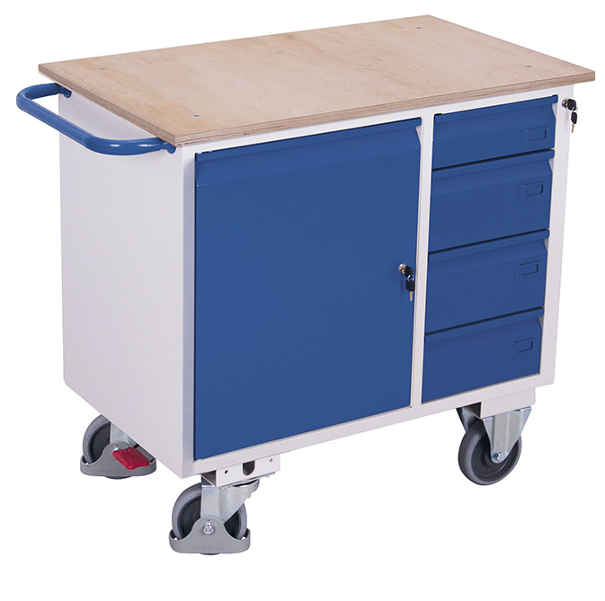 Workshop trolley with 4 drawers