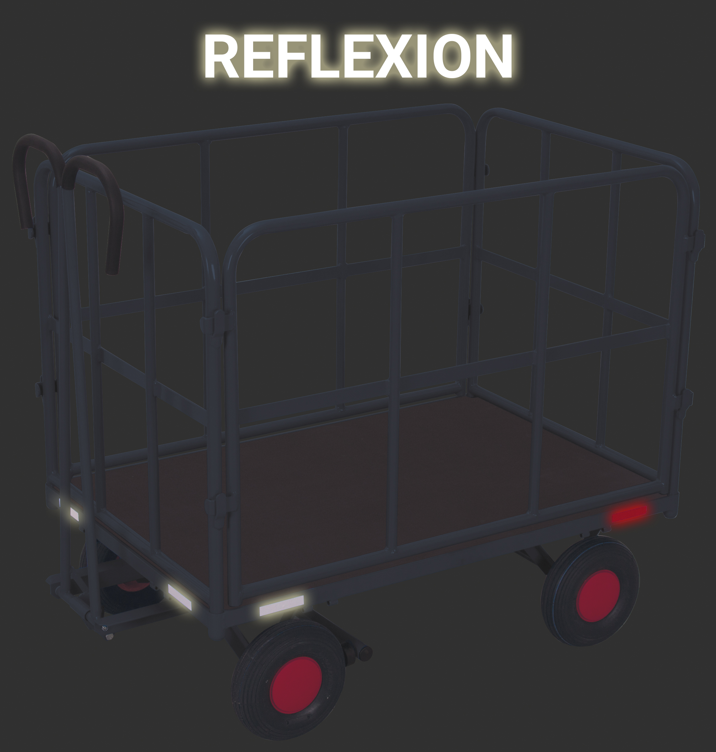 Remorque manuelle avec 4 ridelles en tub de acier