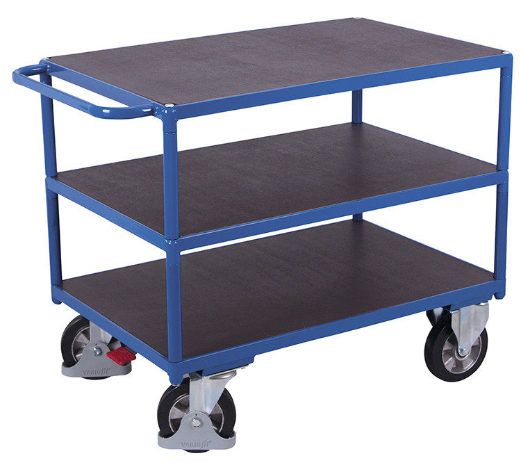 Heavy-duty table trolley with 3 load surfaces