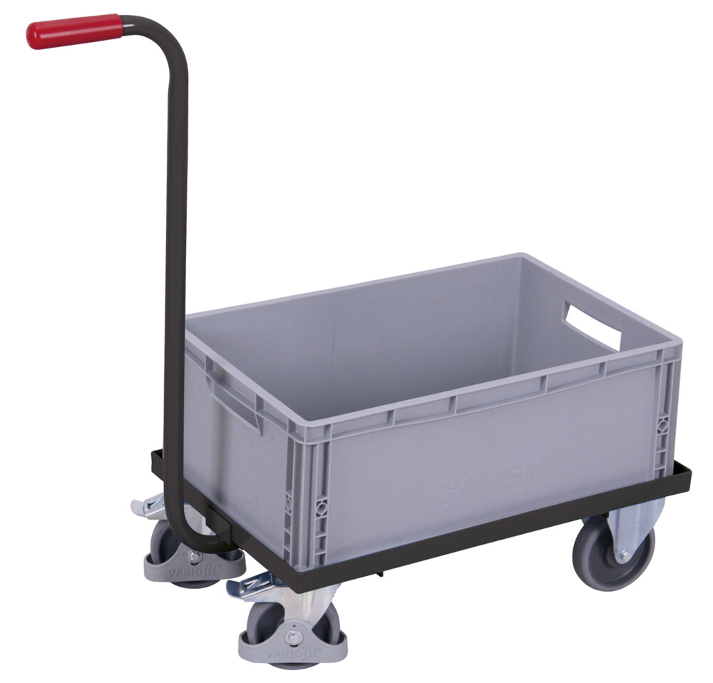 Push-handle dolly with plastic crate