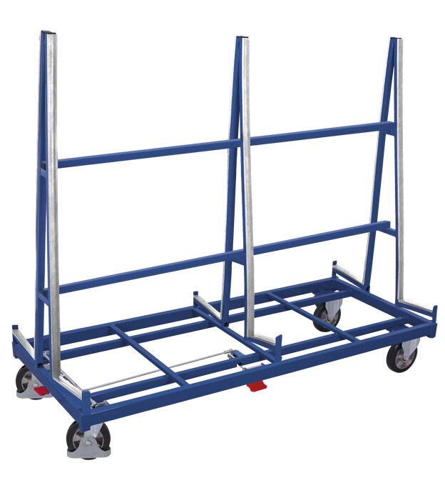 Sheet-material trolley, two-sided