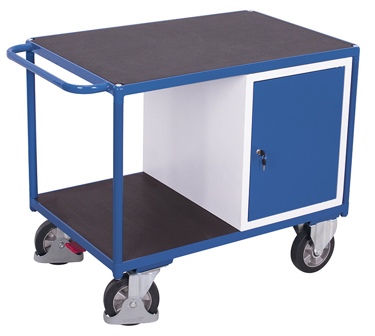 Heavy-duty workshop trolley with 2 load surfaces