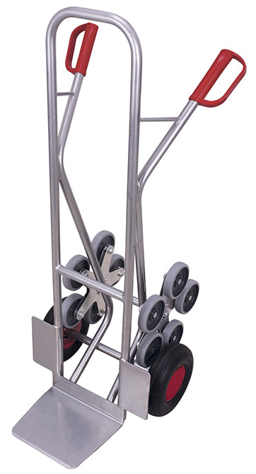 Diable escaliers aluminium avec 2 roues en étoiles à 5 roulettes Diable escaliers aluminium avec 2 roues en étoiles à 5 roulettes