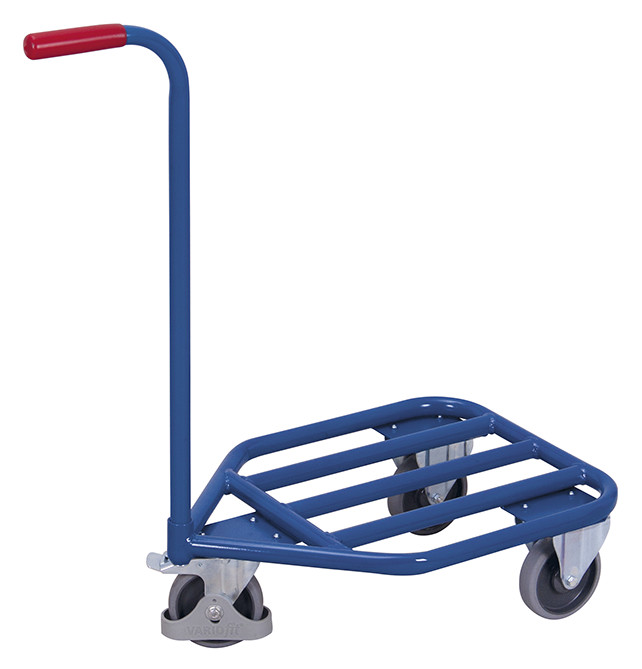 Push-handle dolly with tubular steel load surface