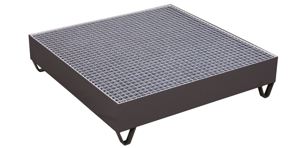 Drip tray with grating for 4 drums of 200 l capacity