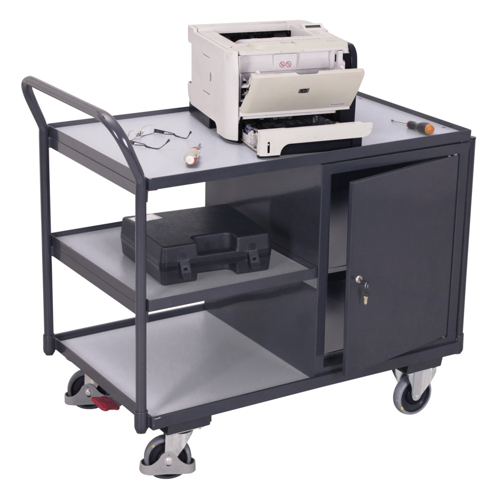 ESD workshop trolley with 3 load surfaces