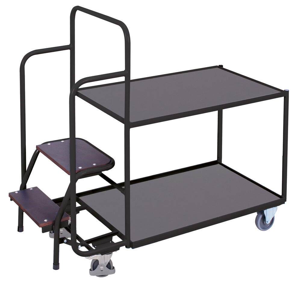 Order-picking trolley with 2 shelves, low