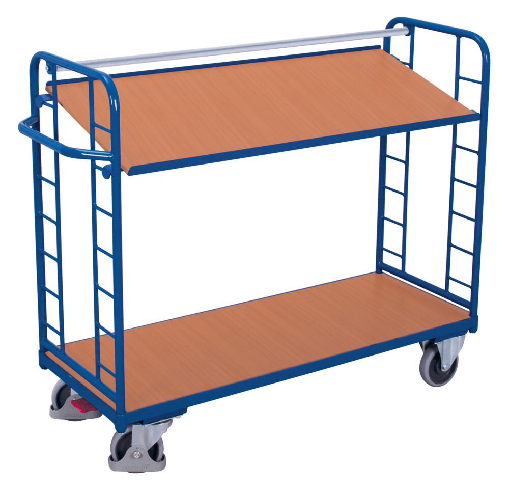 Shelf trolley with 2 wooden shelves