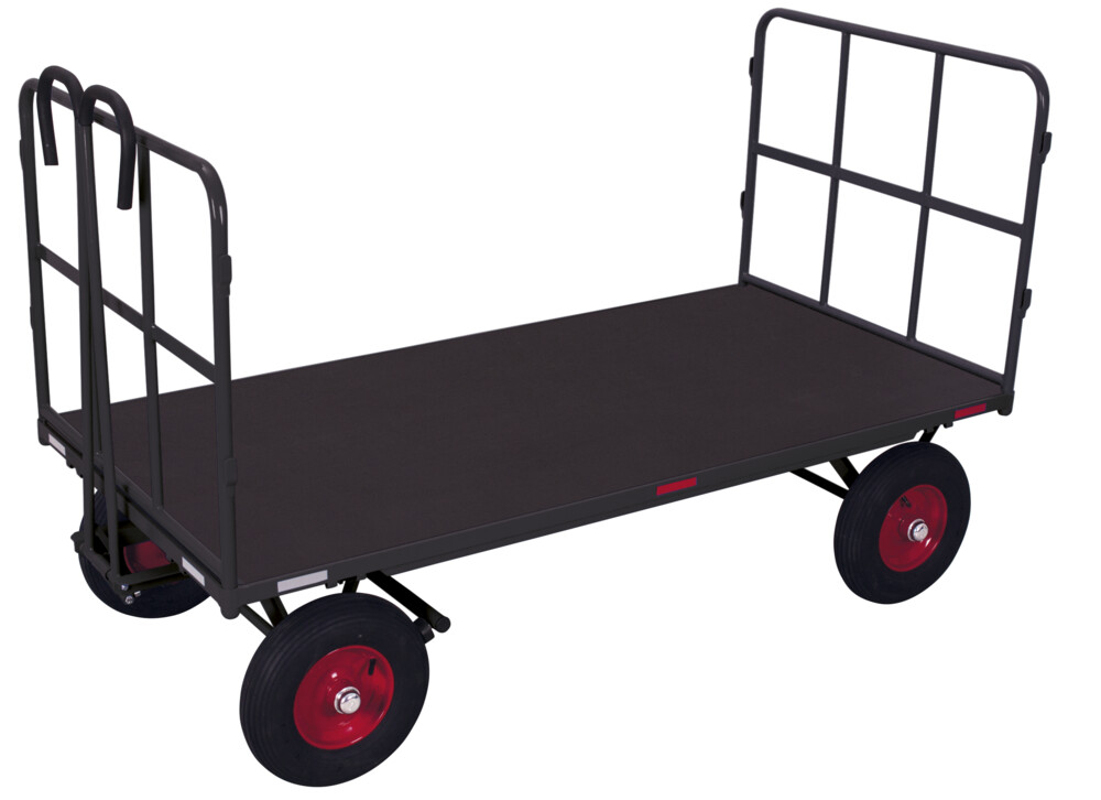 Hand platform trolley with 2 tubular grid side walls