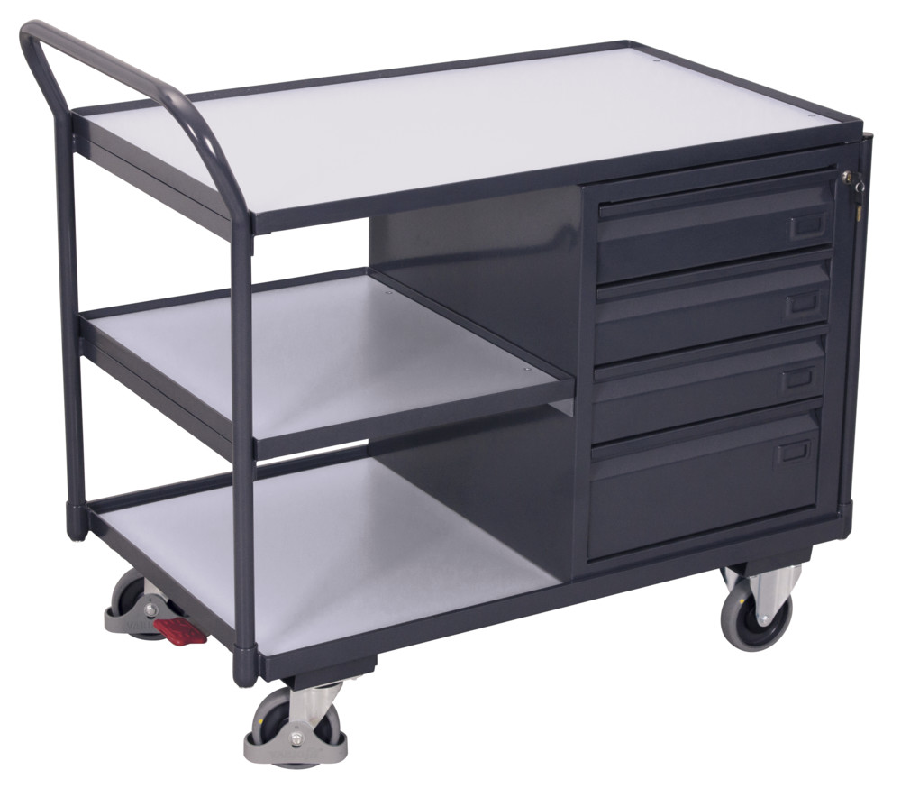 ESD workshop trolley with 3 load surfaces