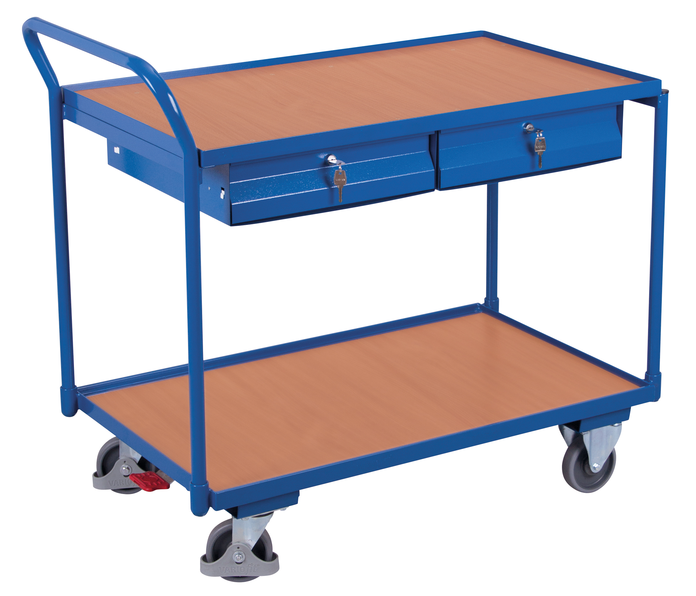 Tischwagen mit 2 Ladeflächen und 2 Schubladen