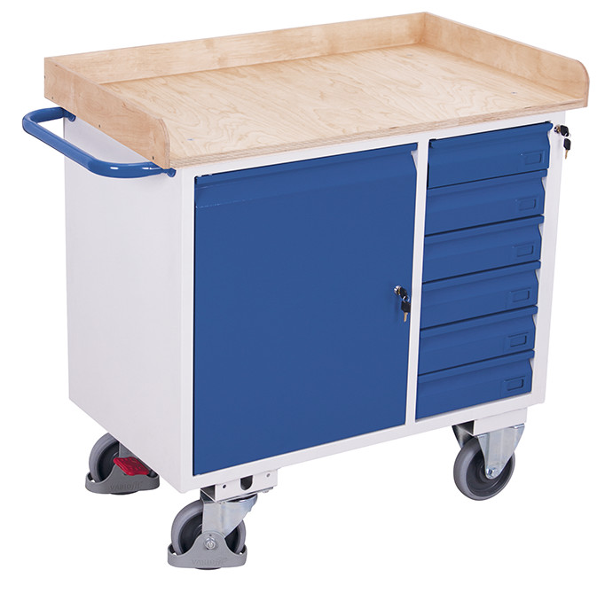 Workshop trolley with 6 drawers and edge