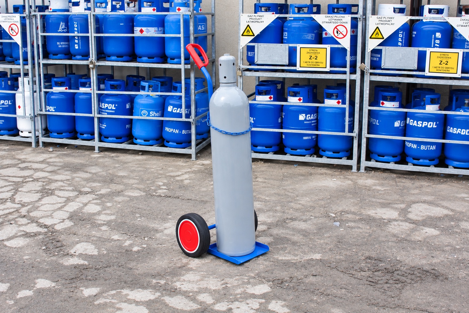 Diable porte-bouteilles pour 1 bouteille de cap. 40 - 50 Ltr.