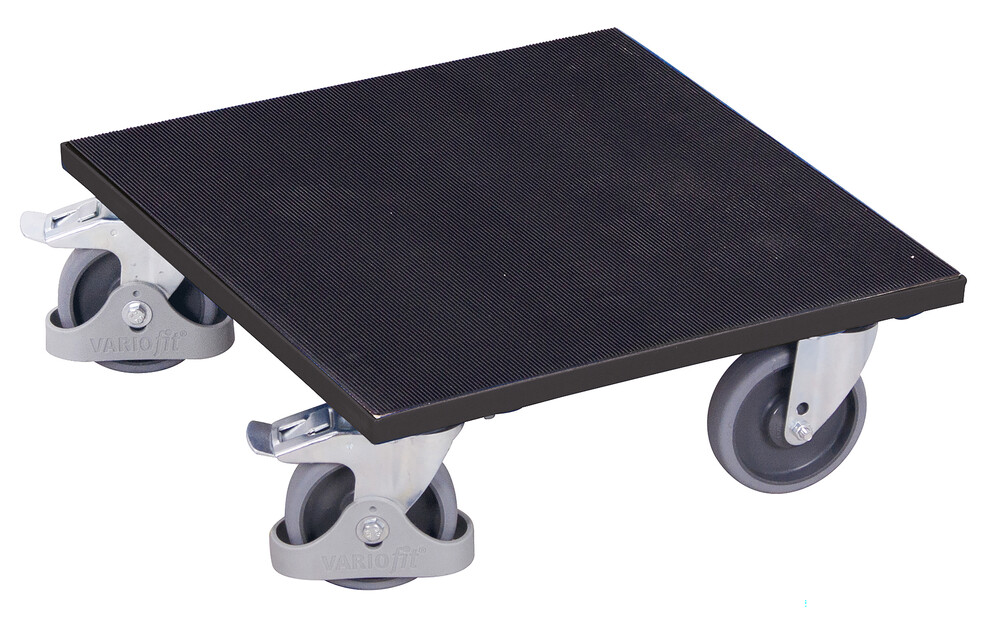 Crate dolly with ribbed rubber covering