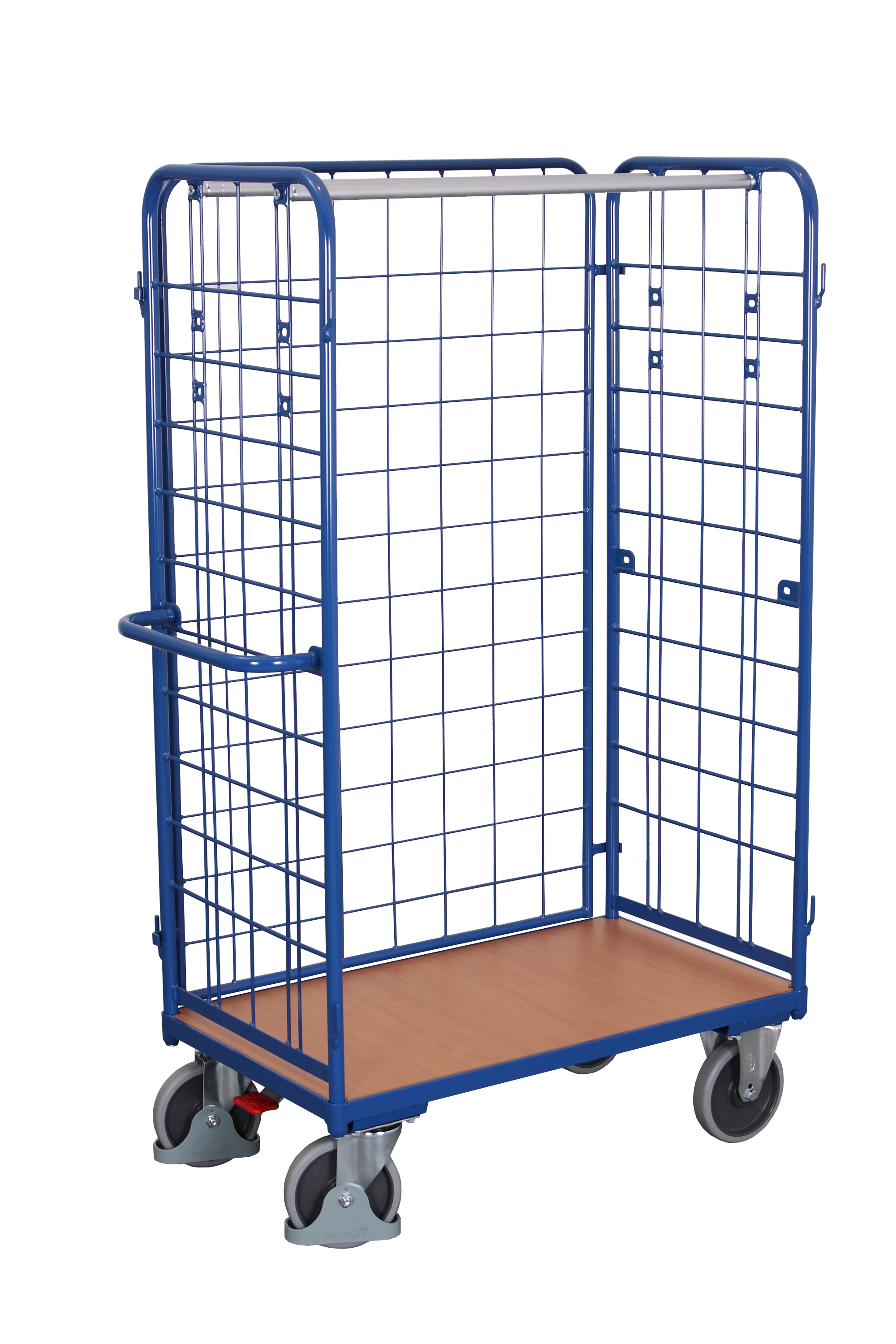Chariot grillagé haut pour colis avec 3 parois