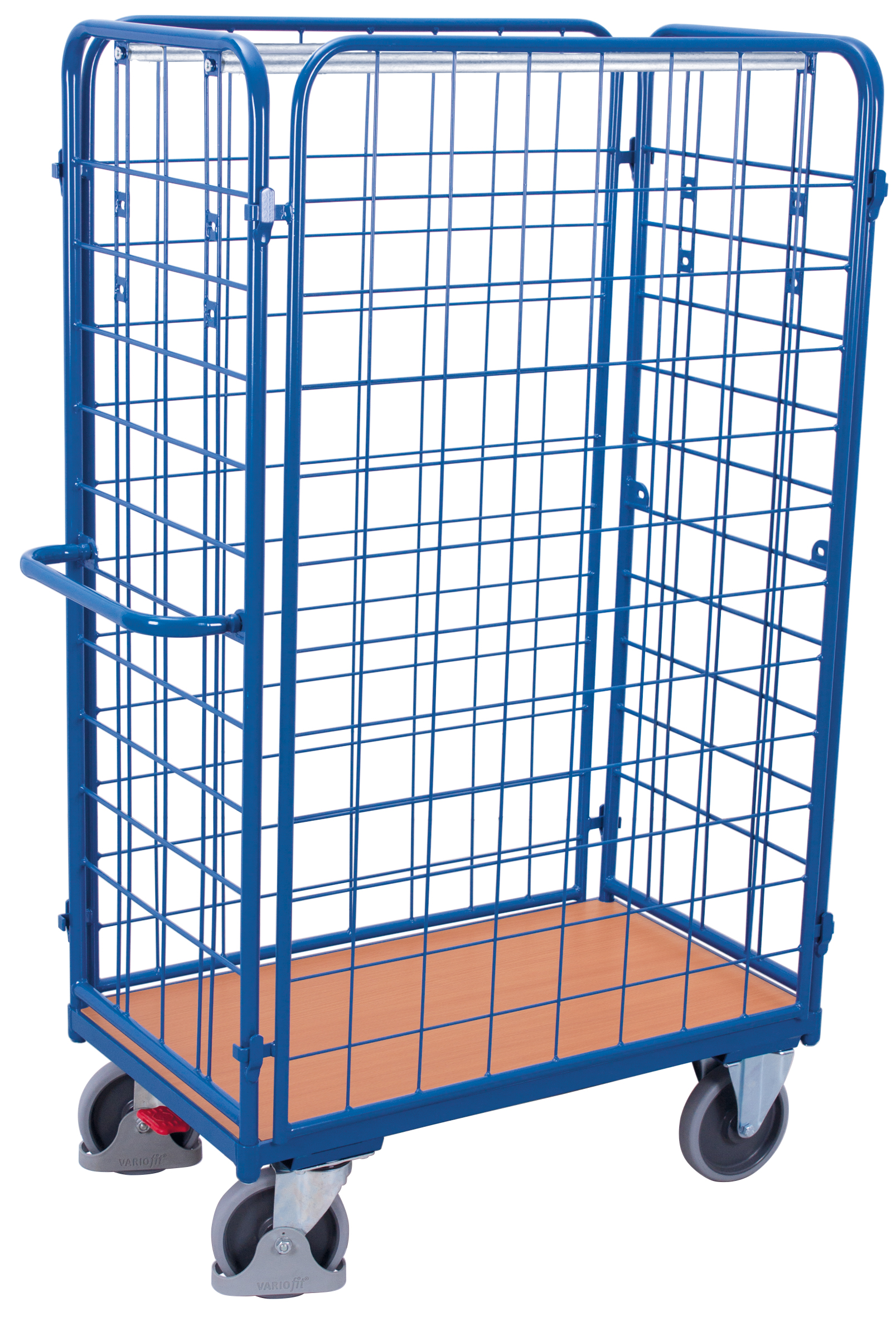 Chariot grillagé haut pour colis avec 4 parois